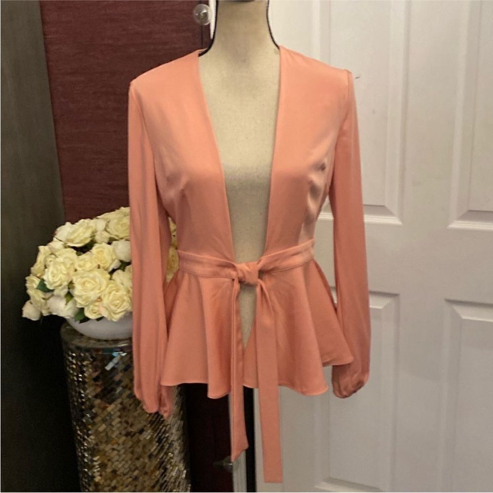 MAJORELLE Peach Tie-Front Blazer, S